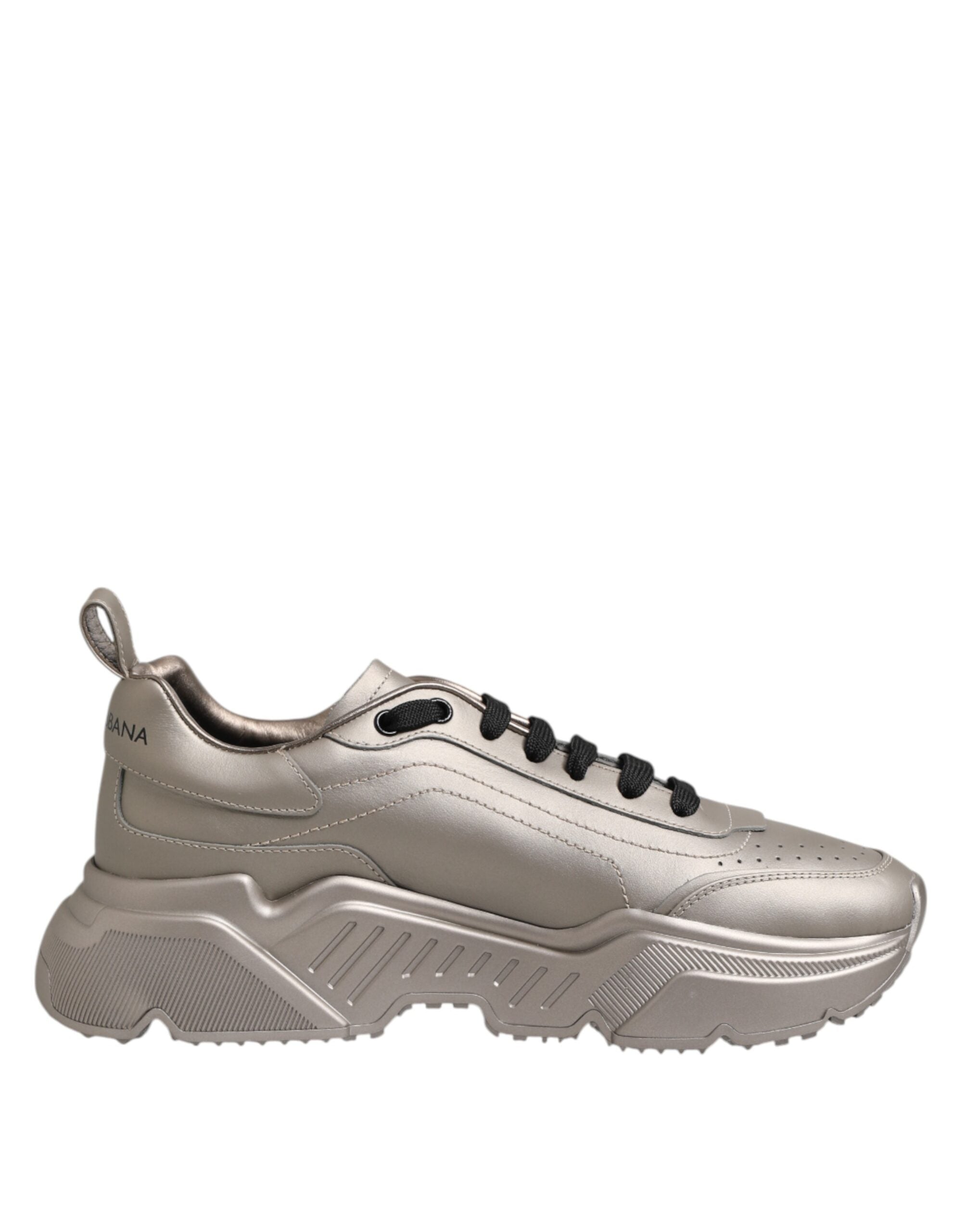 Dolce & Gabbana Silver DAYMASTER Leather Men Sneakers Shoes